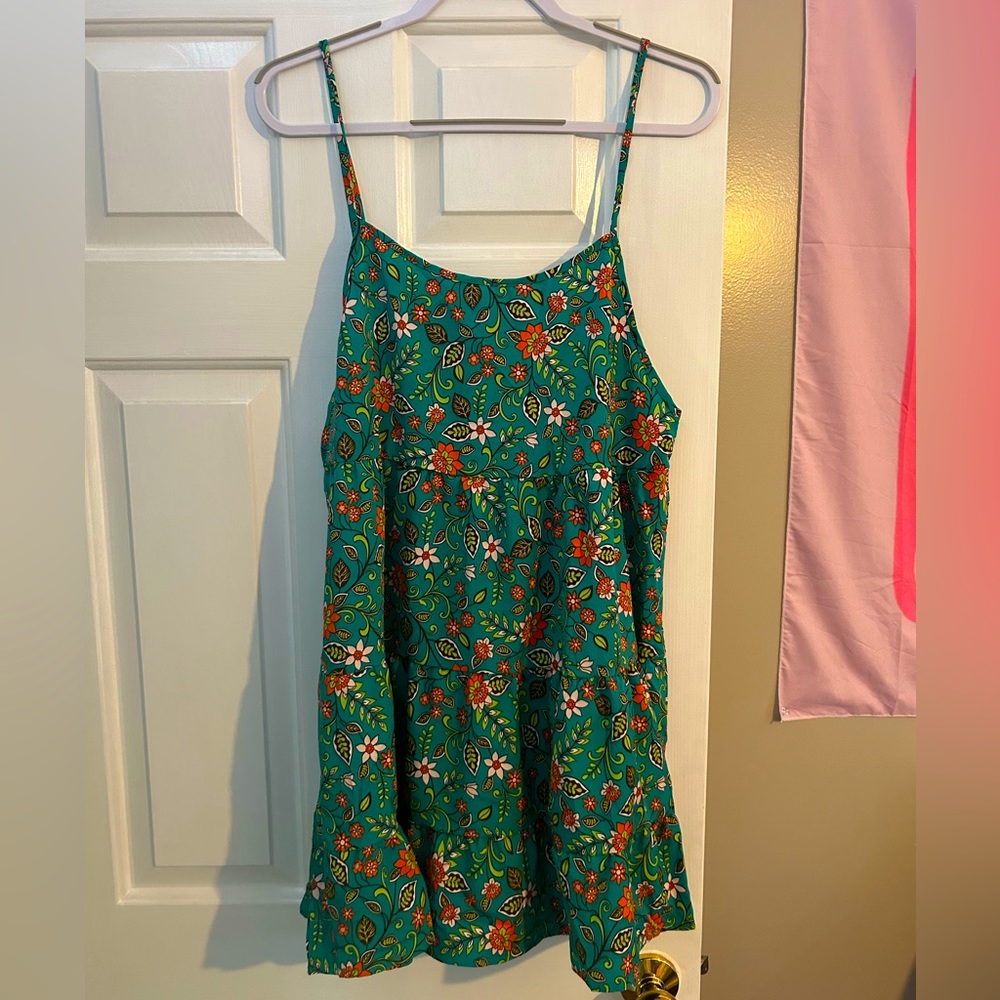 medium green dress with flower print